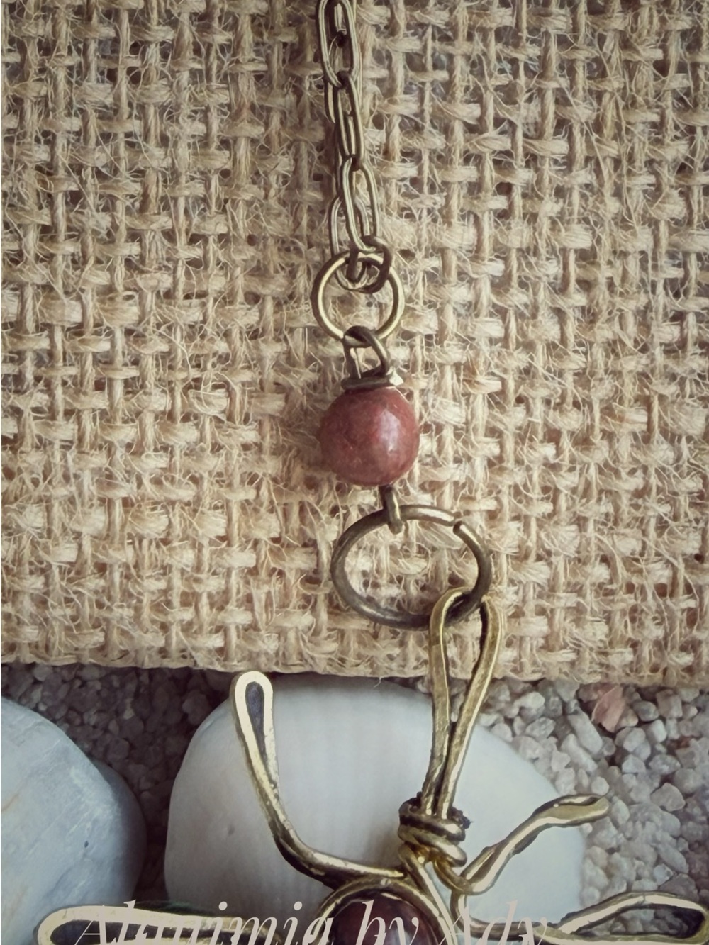 BOHO SUN PENDANT NECKLACE + Antique bronze and red jasper - Picture 2 of 4